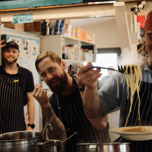 Boys at the ski lodge by Mei Yee Chin Boys at the ski lodge by Mei Yee Chin