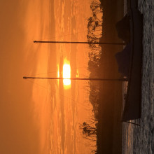 Sunset at Werribee South beach and sail boat by Manha, age 8 Sunset at Werribee South beach and sail boat by Manha, age 8