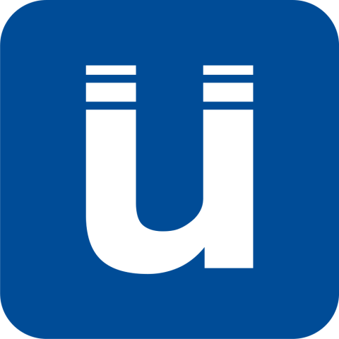 the uLibrary logo, a stylized letter u on a blue square