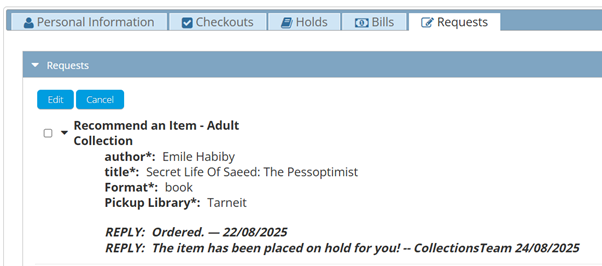 The expansion showing more details and replies made