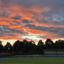 Hockey ready- Edith. Sunset at President's Park - Werribee Hockey club fields