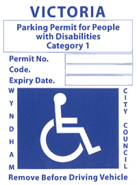 parking disability blue permit permits disabled vic wyndham wide space category