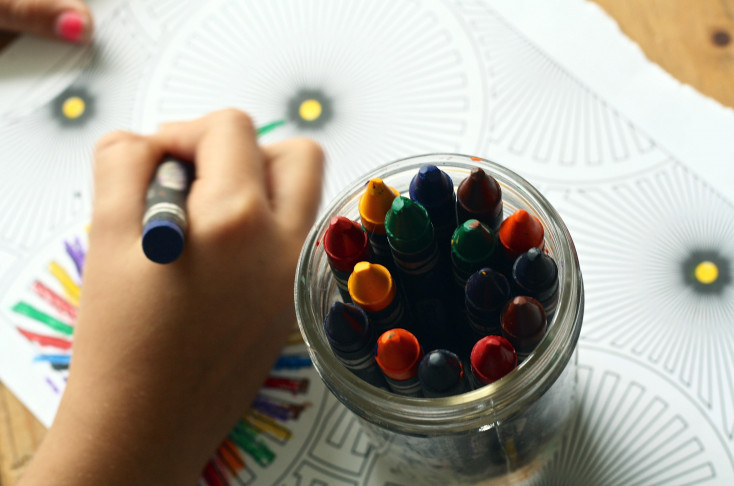 COLOURING WITH CRAYONS