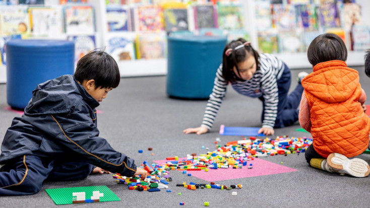 Kids playing Lego.