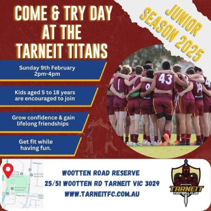 a flyer with a picture of people wearing a maroon sports kit in a huddle