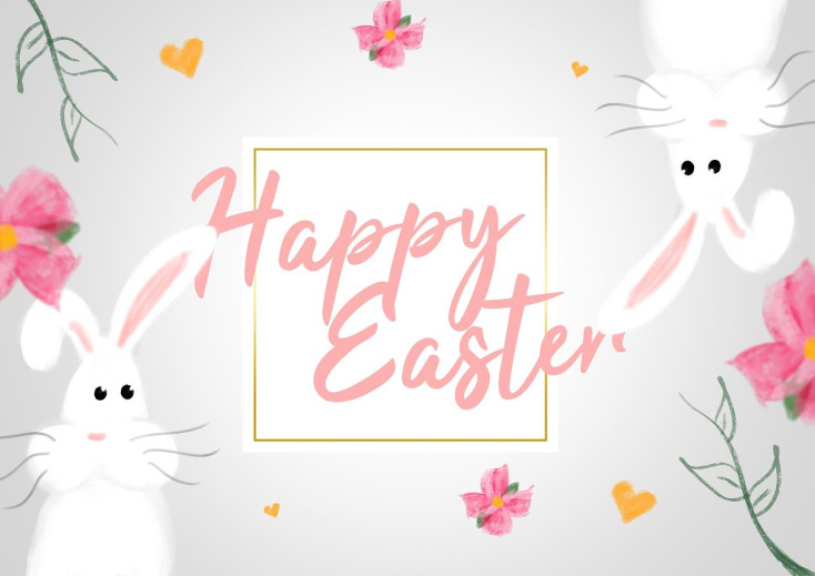 happy easter card with rabbits