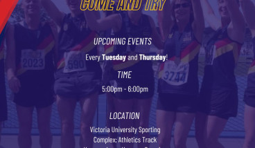 a purple social media tile that says Western Athletics and Come and Try