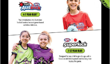 a flyer with one girl in red smiling and another 2 girls in purple and yellow, one with their arm over the other's shoulder